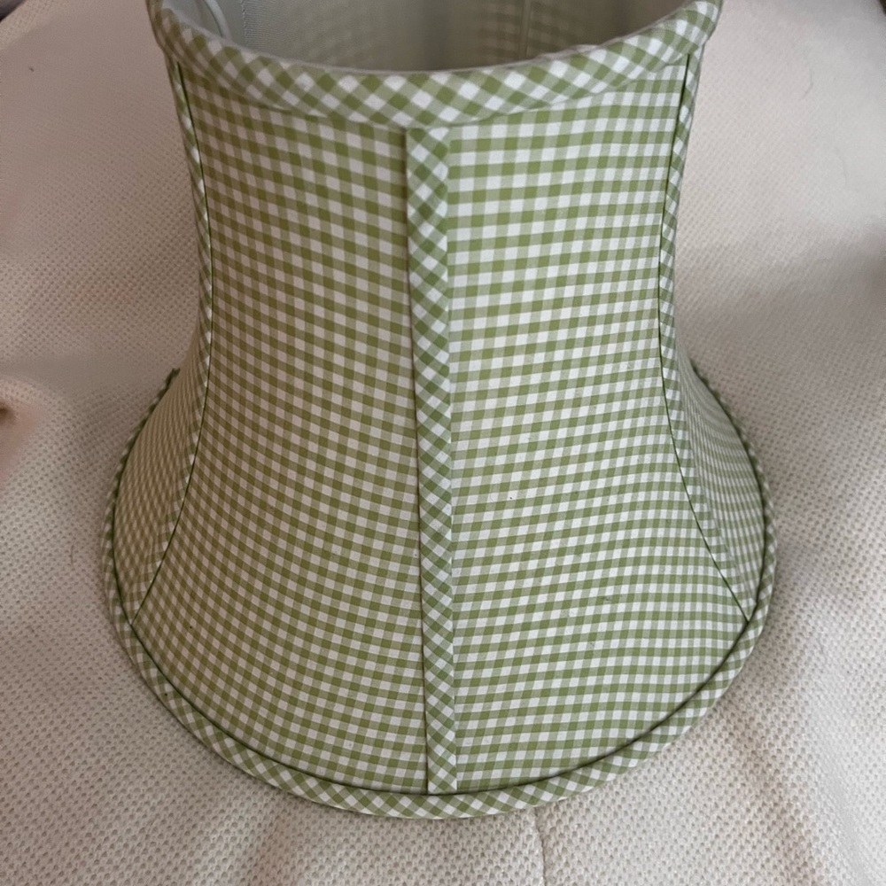 Green Gingham Checkered Lampshade pottery barn 12” bell